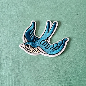 Bird Patches - Swallow Iron On Patch - Iron on Blue Bird Patch - Iron On Patches - Patches For Jackets