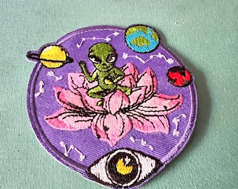 Toppa termoadesiva Lotus Alien - Toppe termoadesive per pianeti dello spazio esterno - Toppe termoadesive per terzo occhio