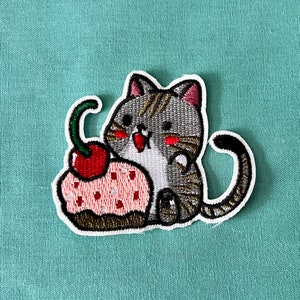 Patch chat - écusson à repasser chat et muffins - écussons à repasser chats - écussons pour vestes - écusson à coudre fer à repasser