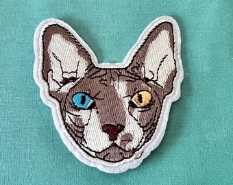 Cat Patch - Cat Head Iron On Patch - Cats Iron On Patches - Patches For Jackets - Sew On Iron On Patch