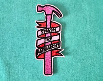 Smash The Patriarchy Patches - Iron On Pink Patch - Girl Power Iron On Patches - Patches For Jackets - Iron On