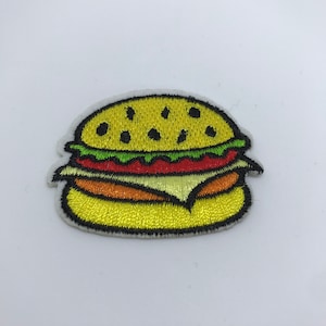 Burgerpatches - Hamburger opstrijkpatch - opstrijkbare voedselpatch - opstrijkpatches - patches voor jassen - naai de opstrijkpatch
