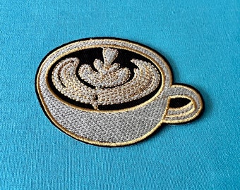 Coffee Patch - Coffee Cup Iron On Patch - Iron on Latte Patches - Food Iron On Patches
