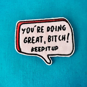 Vous allez bien, chienne ! Écussons - Écusson rose à repasser - Écussons à repasser Girl Power - Écussons pour vestes - Écussons à repasser Keep It Up