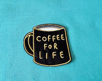 Coffee For Life Patch - Koffiekopje opstrijkbare patch - Opstrijkbare patches