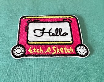 Hello Patches - Iron On Etch E Sketch Patch - Hello Iron On Patches - Patches For Jackets - Iron On Patches