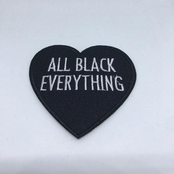 All Black Everything Patches Iron on Patch Black Heart Iron on