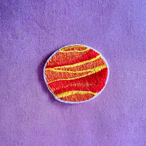 Orange Planet Iron On Patch - Saturn Outer Space Iron on Patches - Jupiter Iron On Patches