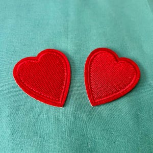 2x Love Heart Iron On Patches - Red Love Heart Iron On Patch - Iron On Love Heart Patches - Patches For Jackets - Iron On Patches