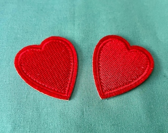 2x Love Heart Iron On Patches - Red Love Heart Iron On Patch - Iron On Love Heart Patches - Patches For Jackets - Iron On Patches