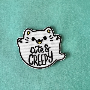 Cat Patch - Cute And Creepy Cat Iron On Patch - Cats Iron On Patches - Patches For Jackets