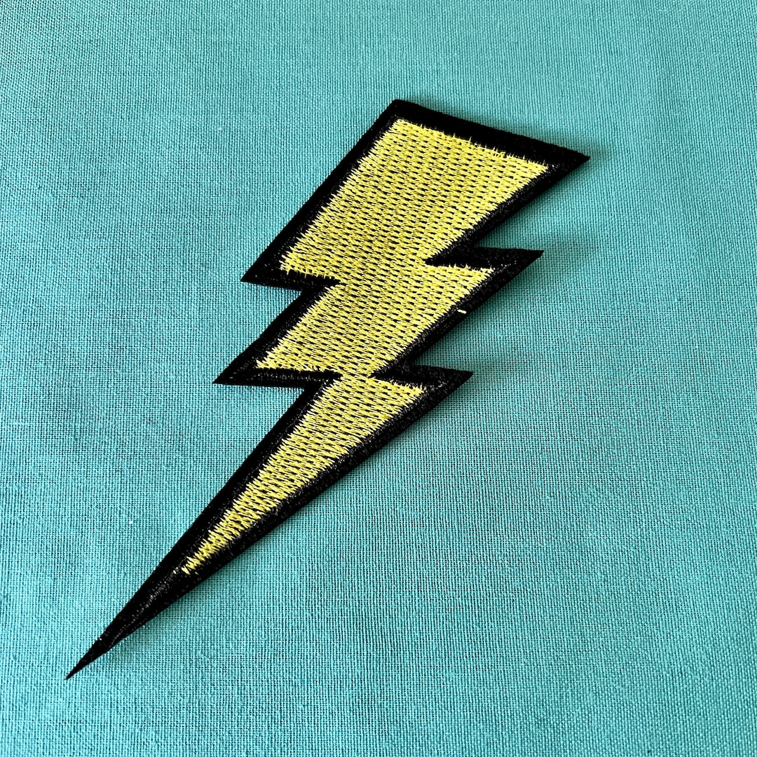 Lightning Bolt Patches - Iron on Patch - Iron on Yellow Lightning Bolt ...