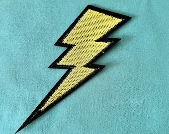 Patches de relâmpago - Patch de ferro - Patches de relâmpago amarelos para passar - Patches para jaquetas - Patches de ferro