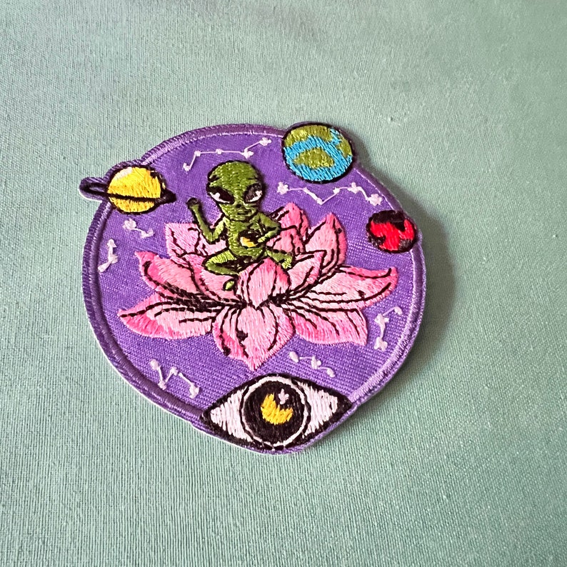Lotus Alien Iron on Patch - Outer Space Planets Iron on Patches - Third ...