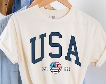 USA Flag Shirt, 4th of July Shirt, Big USA Tshirt, Smiley Flag Usa Shirt, USA Comfort Colors Shirt, American Flag Shirt, Patriotic Shirt