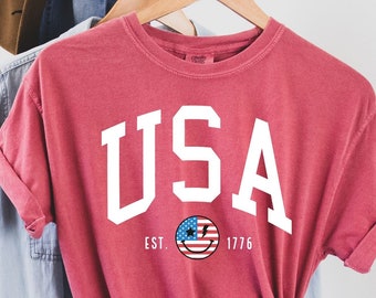 USA Flag Shirt, 4th of July Shirt, Big USA Tshirt, Smiley Flag Usa Shirt, USA Comfort Colors Shirt, American Flag Shirt, Patriotic Shirts