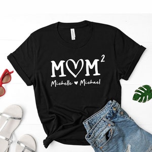 Mom 2 Shirt, Mom of Twins Shirt, Mom of Two Shirt, Mom Shirt, Mom of Boys, Mom of 2 Gift, Customized Mom Gift with Kids Names, Christmas Mom