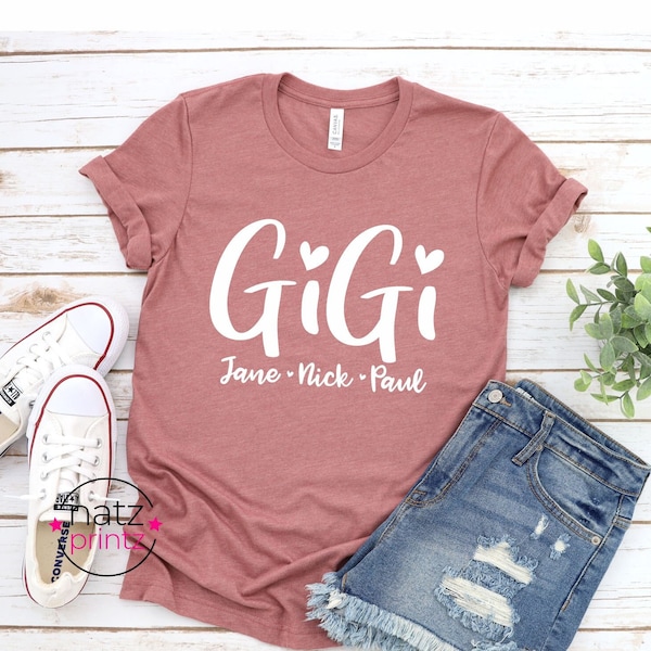 Gigi Shirt with Kids Names, Personalized Gigi Shirt, Mom Shirt, Grandma Shirt, Gigi Shirt, Nana Shirt, Custom Gigi Shirt, Grandkids Name Tee