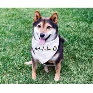 Custom Dog Bandana, Personalized Dog Bandana, Dog Bandana with your Dog&#39;s Name, Pet Bandanas, Dog Scarf, Tie on Neckware, Friends Bandana