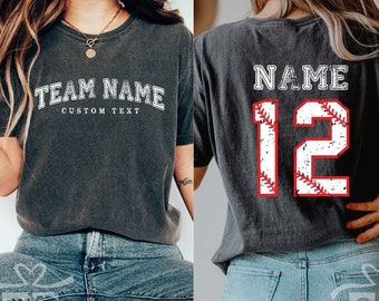 Baseball Comfort Colors Shirt, Baseball Shirts, Custom Baseball Shirts, Custom Team Number, Mom Sports Shirt, Game Day Shirts, Baseball
