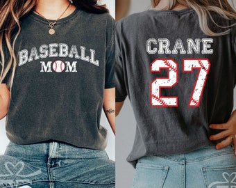 Baseball Mom Comfort Colors Shirt, Baseball Shirts, Custom Baseball Shirts, Custom Team Number, Mom Sports Shirt, Game Day Shirts, Baseball