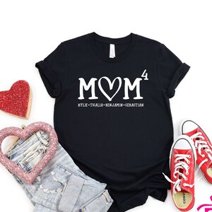 Mom 4 Shirt, Mothers Day Gift For Mom, Mom of Four Shirt, Mom Shirt, Mom of 4 Boys, Mom of 4 Gift, Customized Mothers Day Shirt Kids&#39; Names