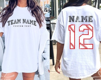Baseball Comfort Colors Shirt, Baseball Shirts, Custom Baseball Shirts, Custom Team Number, Mom Sports Shirt, Game Day Shirts, Team Number