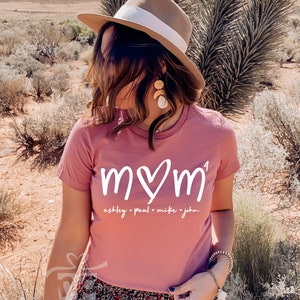 Mom 4 Shirt, Mothers Day Gift For Mom, Mom of Four Shirt, Mom Shirt, Mom of 4 Boys, Mom of 4 Gift, Customized Mothers Day Shirt Kids Names