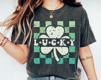 Comfort Colors®, Retro Lucky Shirt, Shamrocks Shirt, Vintage St Patrick's Day Shirt, St Patricks Day Shirt, Day Drinking Shirts, Retro Tee