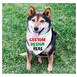 Custom Dog Bandana, Personalized Dog Bandana, Dog Bandana with your Dog&#39;s Name, Pet Bandanas, Dog Scarf, Tie on Neckware