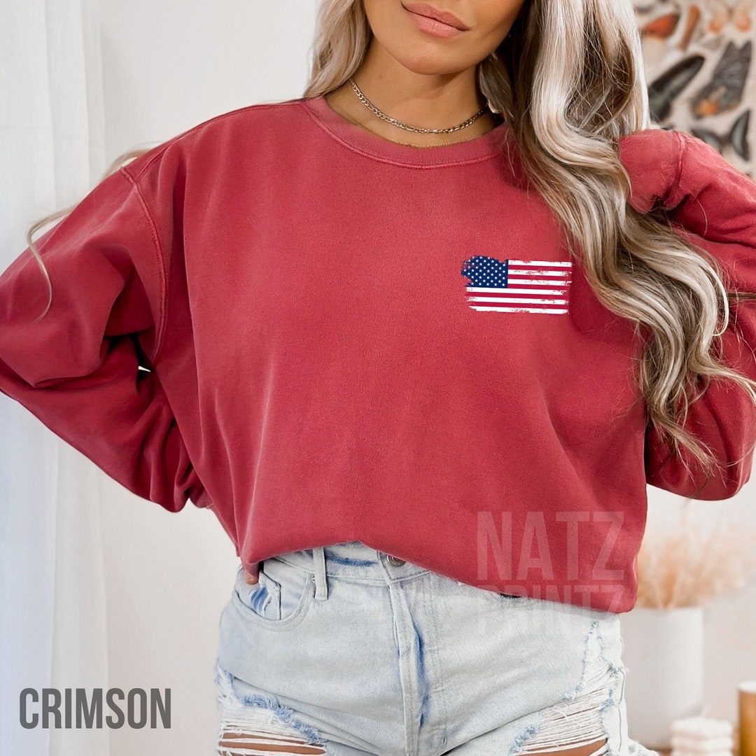 Comfort Colors USA Flag Sweatshirt, USA Distressed Flag Sweatshirt, 4th ...