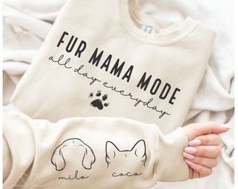 Custom Dog and Cat Ears Sweatshirt, Dog Mom Sweatshirt, Dog Lover Sweatshirt, Custom Dog Cat Sweatshirt, Dog Mom, Cat Mom Gift, Pet Lover