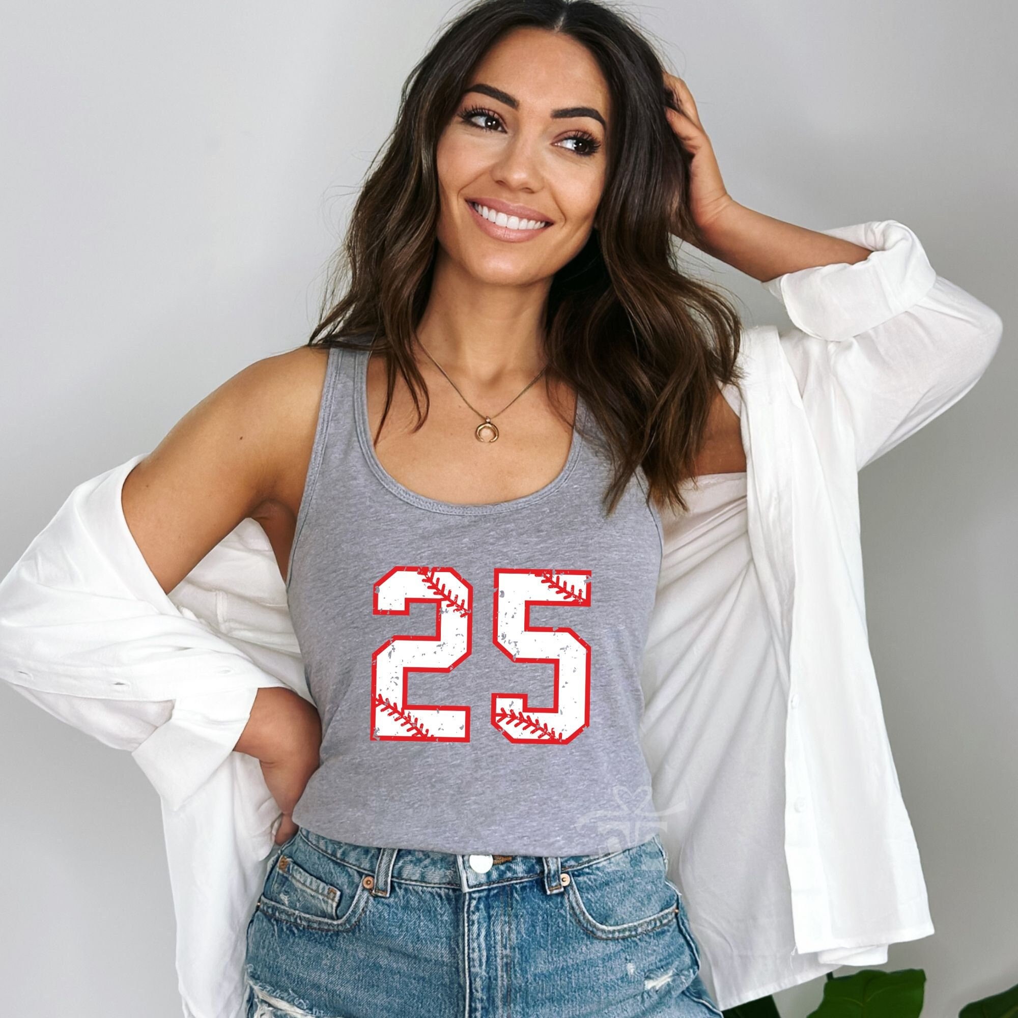 Custom Baseball Number Racerback Tank Top - Slim Fit Team Shirts For Women