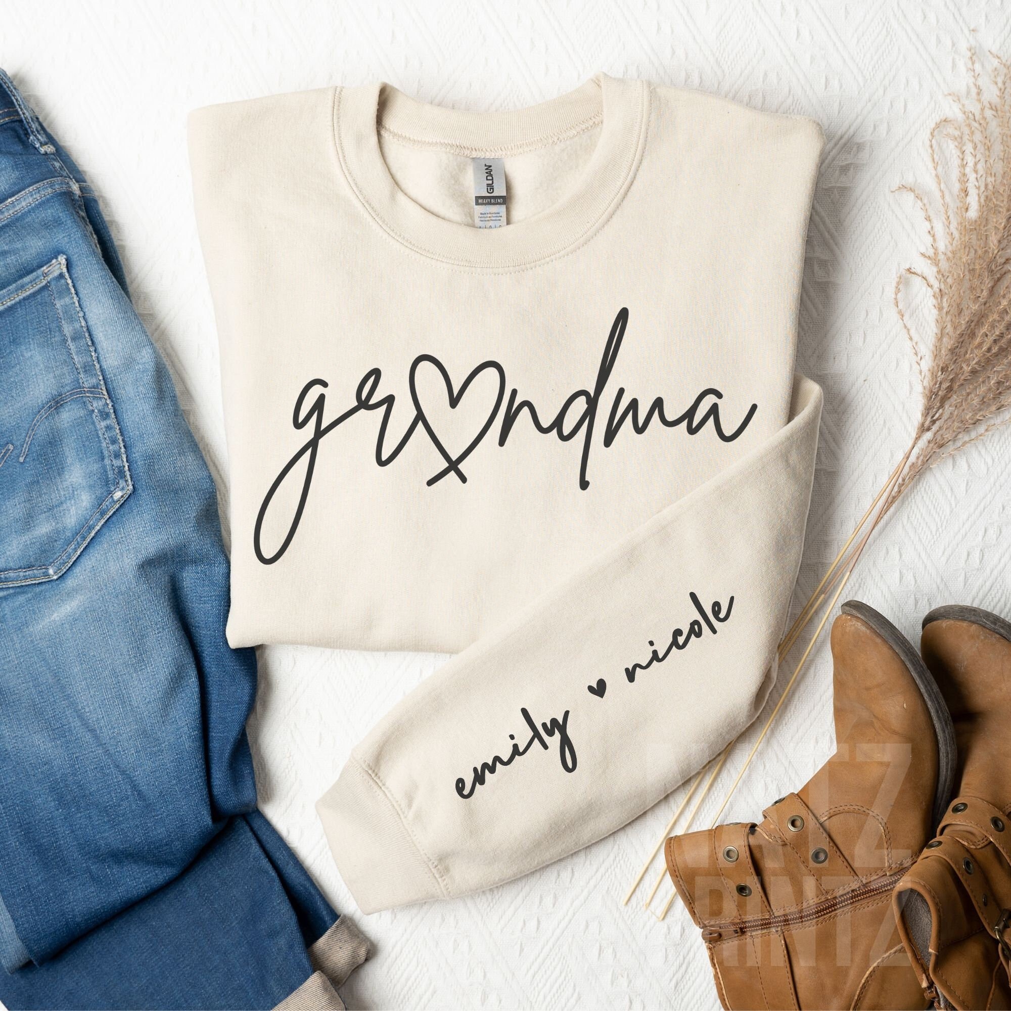 Personalized Grandma Hoodie With Kids Name On Sleeve