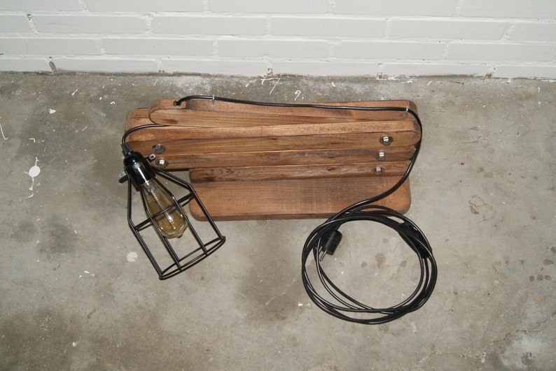 Handmade wooden floor lamp steampunk lamp industrial lamp