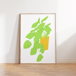 Pothos Plant illustration print digital download, poster, wall art, home decor, dorm decor, gift, illustration, art print, plant lover