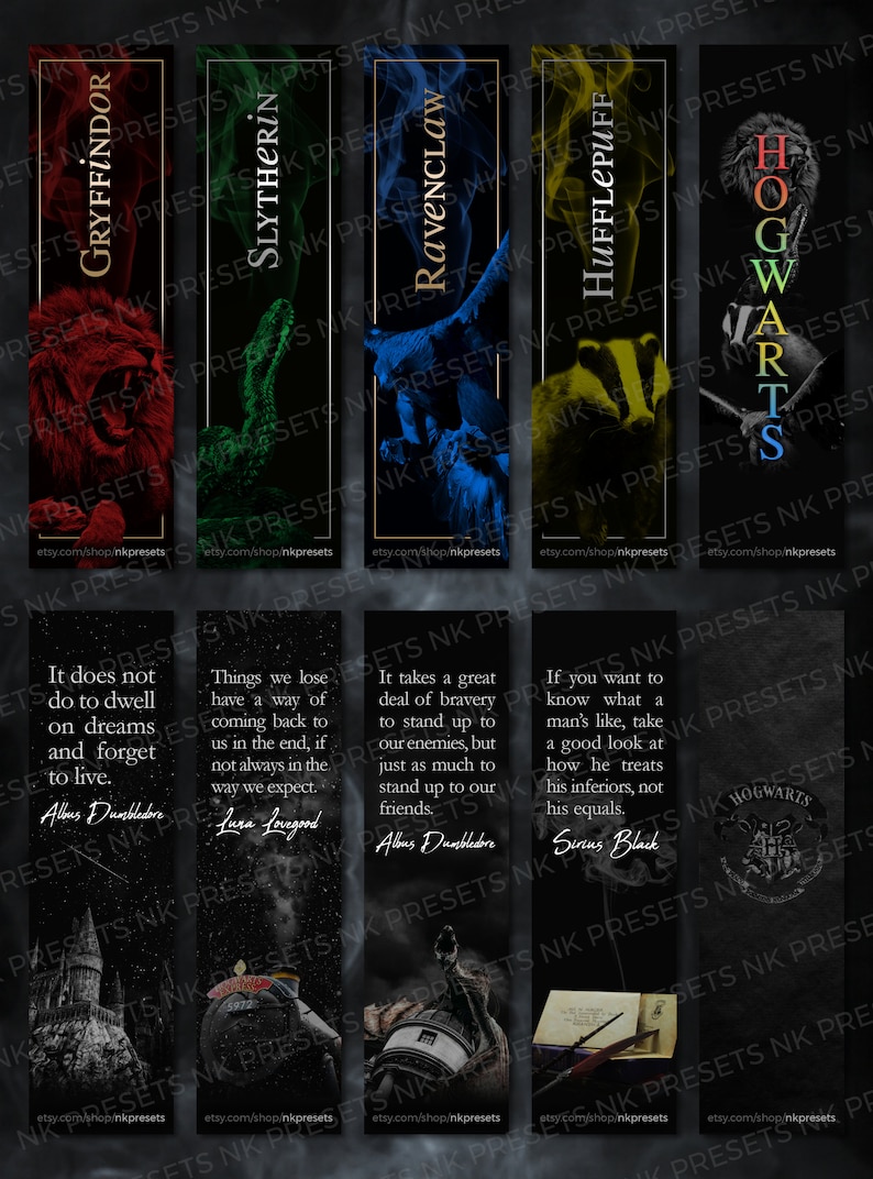 10 Printable Bookmarks HP Collection - Etsy