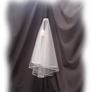 TIMELESS,Elegant IVORY Wedding Veil, Pencil Edged  2 tier Elbow length  - English made Illusion Tulle.