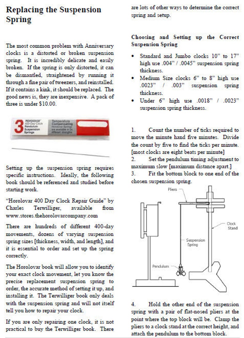 Happy Anniversary Clocks, Owners Repair Manual, Step by Step Etsy