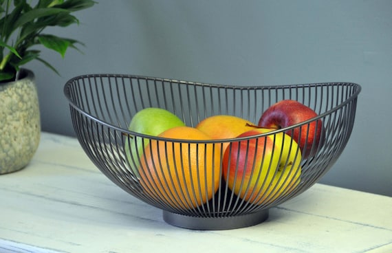 Modern Fruit Bowl // Metal // Steel Grey Black // Decorative