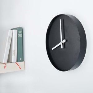 Wall clock, modern, living room // metal // black // designer wall clock