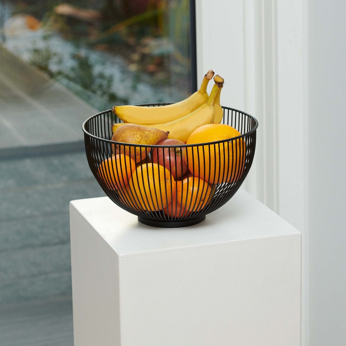 Modern fruit bowl _ metal / round black / decorative designer Etsy