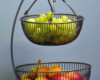 Moderne fruitstandaard // Metaal // Zwart // Fruitschalen & bananenhouders