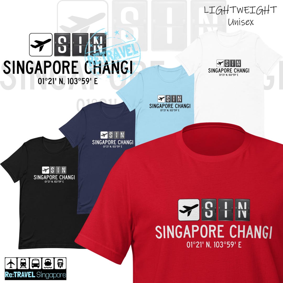 SINGAPORE Travel Airport Code Shirt Singapore Changi Plane Tshirt