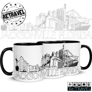 JACKSONVILLE Florida Cityscape Skyline Coffee Mug Moving Away Gift Expat Gift Hometown Mug, Hometown Gift Jacksonville FL Travel Coffee Mug