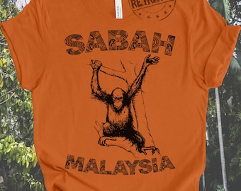 Camiseta de aventura de Borneo, Malasia, de SABAH, camiseta de orangután, camiseta de Borneo, regalo de Malasia, camiseta batik, camiseta de Malasia, estampado de orangutanes