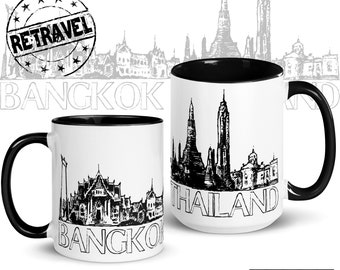 BANGKOK Thailand Skyline Coffee Mug Bangkok Souvenir Coffee Lover Travel Mug, Thailand Travel Souvenir Mug, Bangkok Gift Coffee Mug