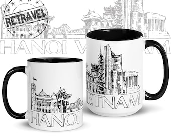 Kubek do kawy z panoramą Wietnamu HANOI, pamiątka z Wietnamu, kubek podróżny dla miłośników kawy, kubek z pamiątkami z podróży do Wietnamu, kubek do kawy z wietnamskim prezentem