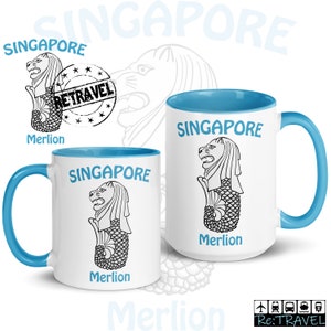 Taza de café SINGAPUR MERLION Taza de viaje amante del café de recuerdo de Singapur, Taza de recuerdo de viaje de Singapur, Taza de café de regalo Merlion de Singapur