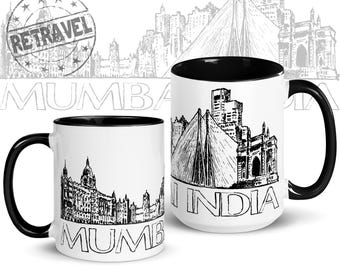 MUMBAI India Skyline Coffee Mug Mumbai Souvenir Coffee Lover Travel Mug India Travel Souvenir Mug Indian Gift Coffee Mug